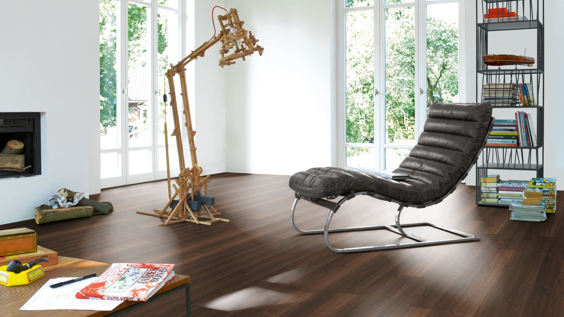 Ламинат Parador Classic 1050 Грецкий орех 1555283 1285×194×8 фото в интерьере